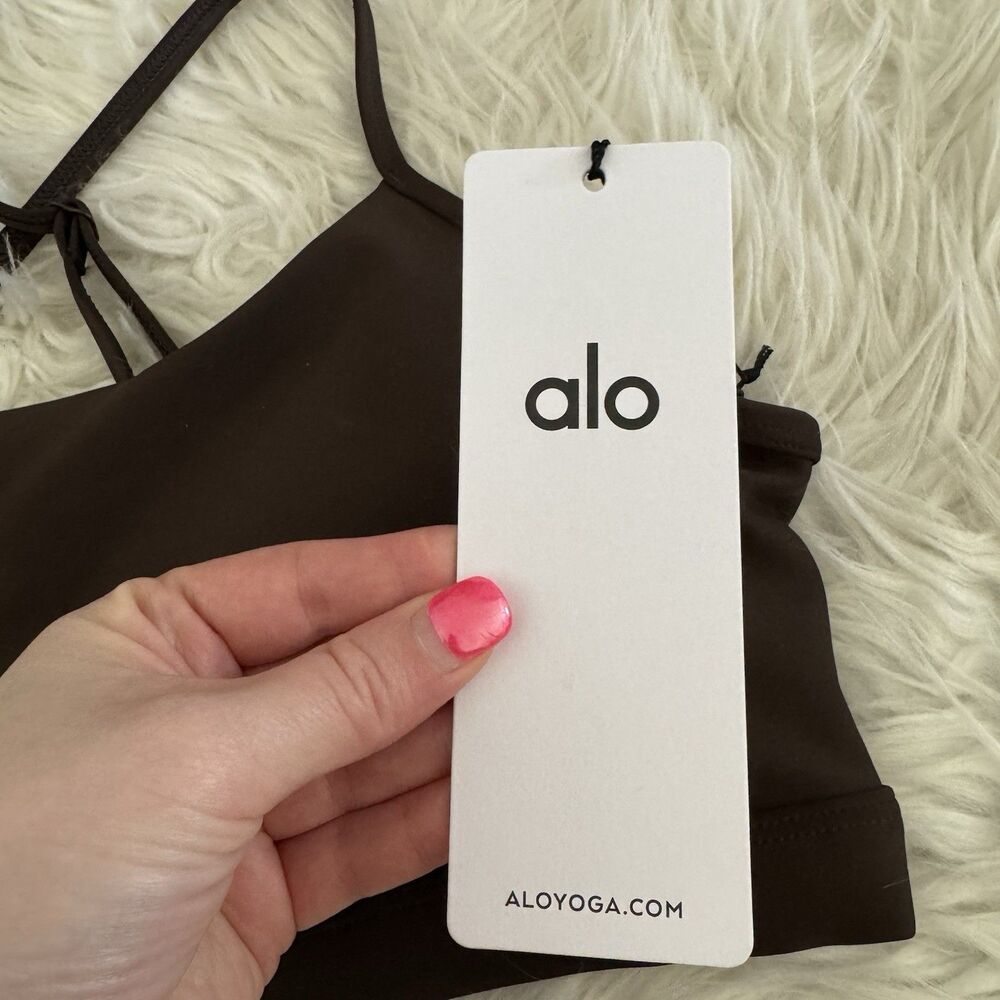 Alo Yoga Airlift Intrigue Bra Women’s Large Espresso Adjustable Straps NWT $78 - Picture 5 of 15